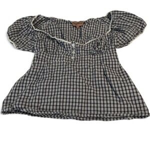 Romeo Romeo Gingham Peasant Blouse Womens Puff Sleeve